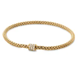 Hulchi Belluni Bracelet Single Pave Diamond Barrel Bead Yellow Gold 20351-YW