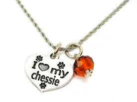 I Love My Chessie Dog Breed Necklace