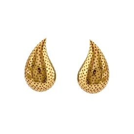 Italian Tiffany & Co 18K Yellow Gold Teardrop Brooches