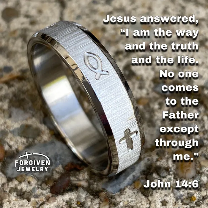 Jesus Fish and Cross Ring