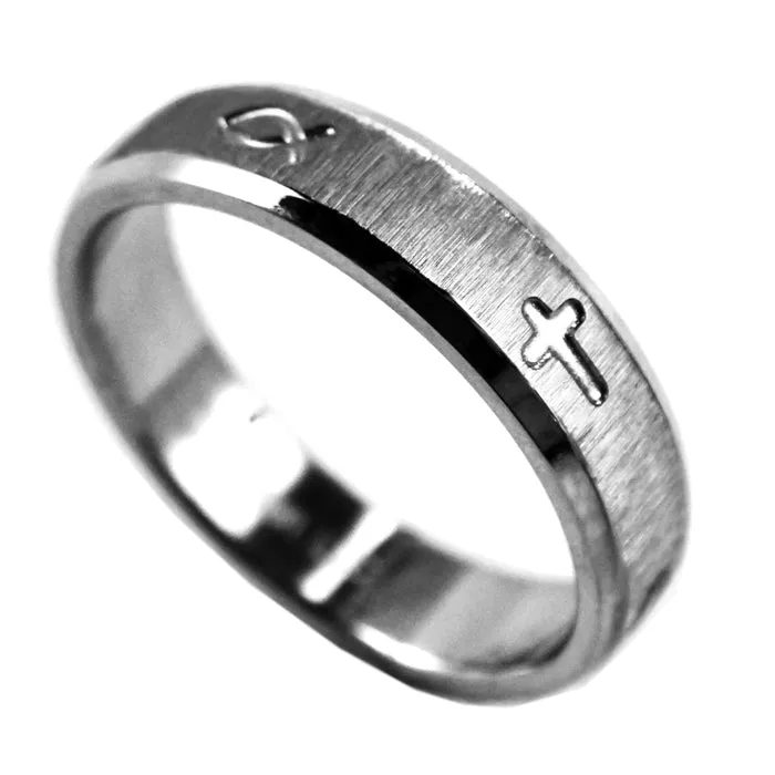 Jesus Fish and Cross Ring