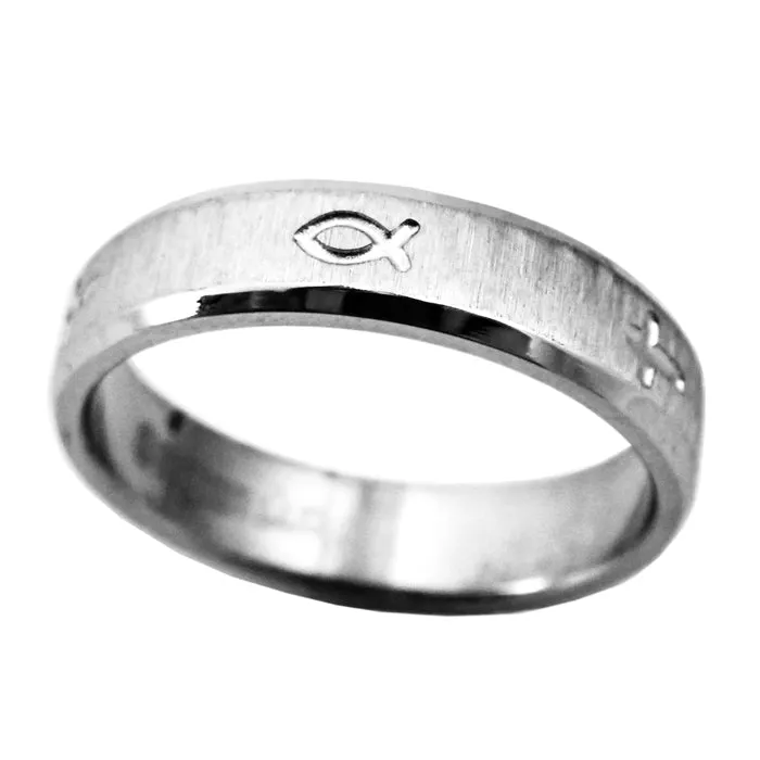 Jesus Fish and Cross Ring