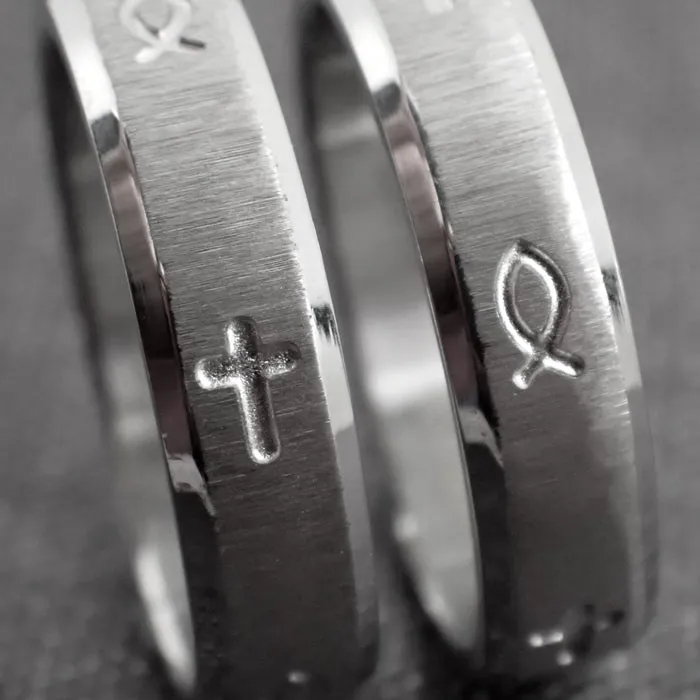 Jesus Fish and Cross Ring