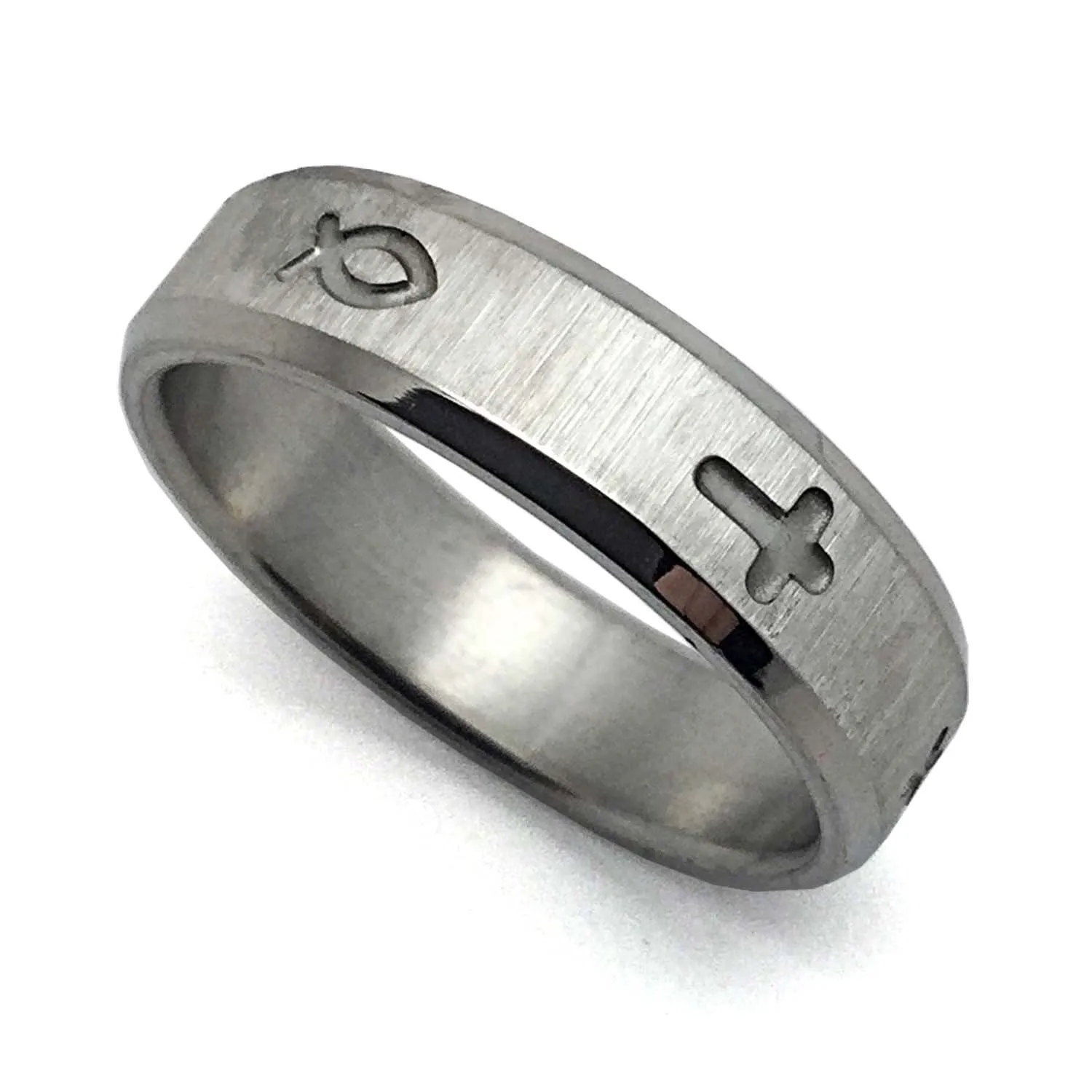 Jesus Fish and Cross Ring