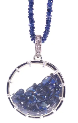 Large Blue Sapphire Diamond Dust Charm