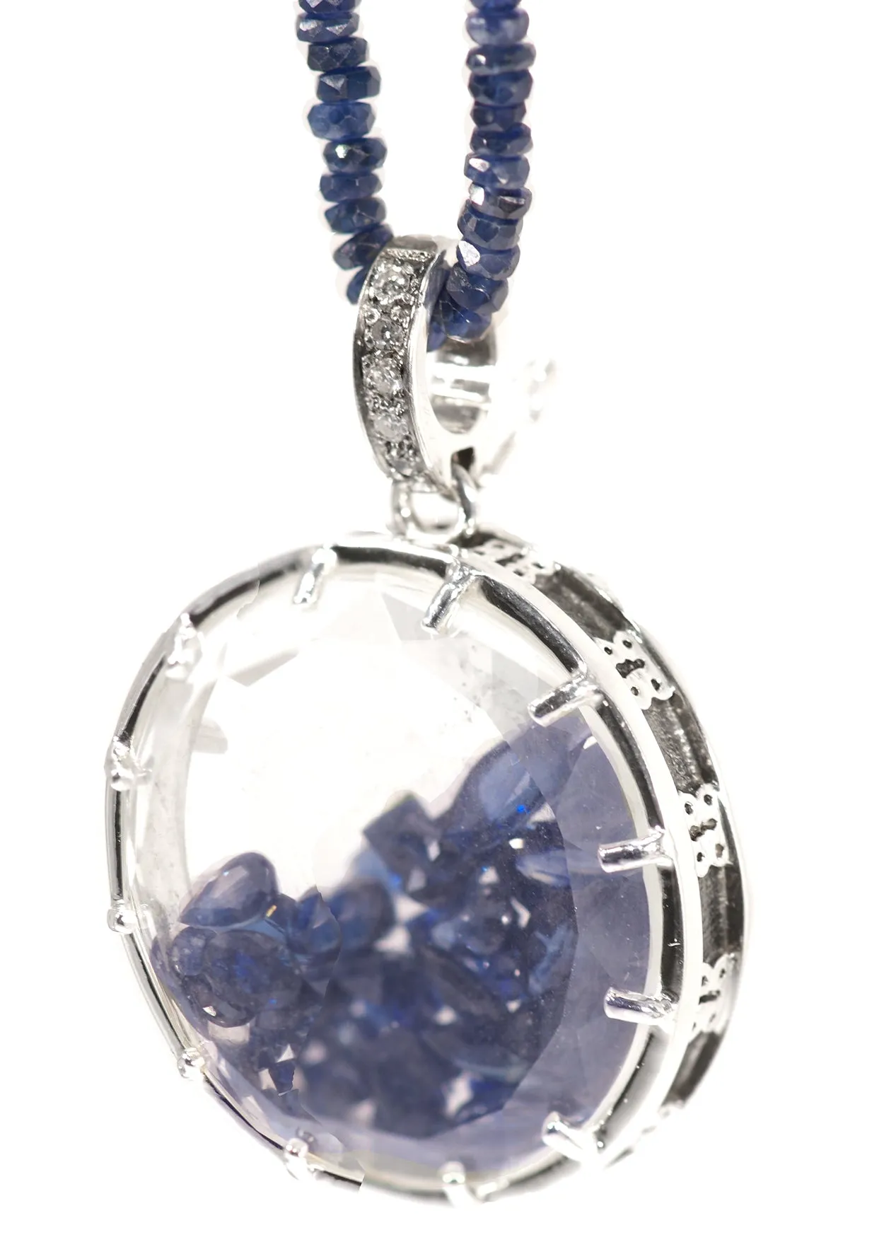 Large Blue Sapphire Diamond Dust Charm