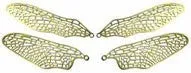 Large Dragonfly Brass Finish Wing Filigree, set/4