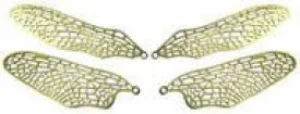 Large Dragonfly Brass Finish Wing Filigree, set/4