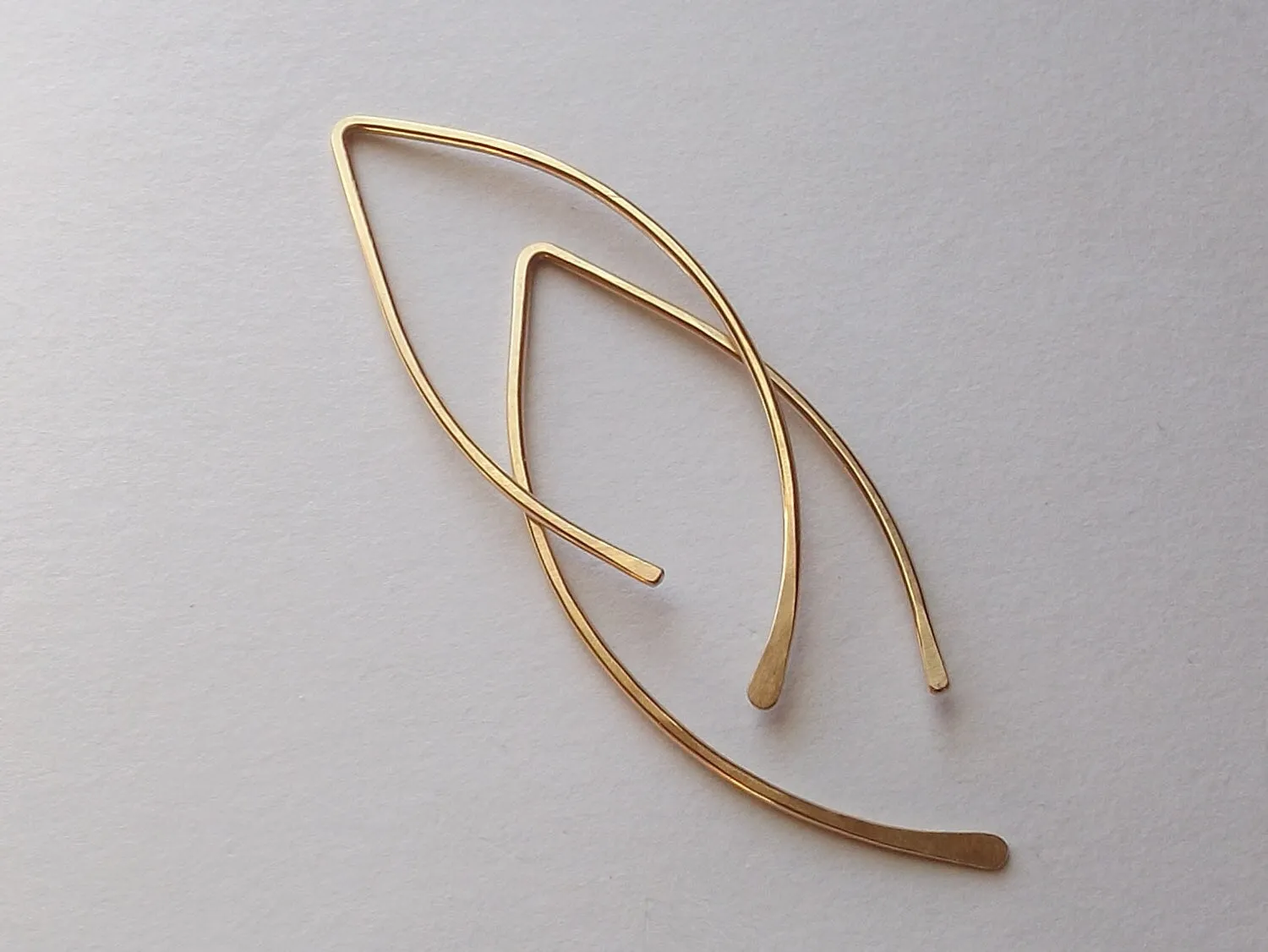 Leaf Hoop Earrings, Post Earrings, Hoop Earrings, Hammered Earrings, Fall Earrings, Gold Earrings, Modern Jewelry, Minimalist, Modern, Leaf