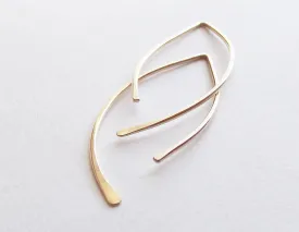 Leaf Hoop Earrings, Post Earrings, Hoop Earrings, Hammered Earrings, Fall Earrings, Gold Earrings, Modern Jewelry, Minimalist, Modern, Leaf