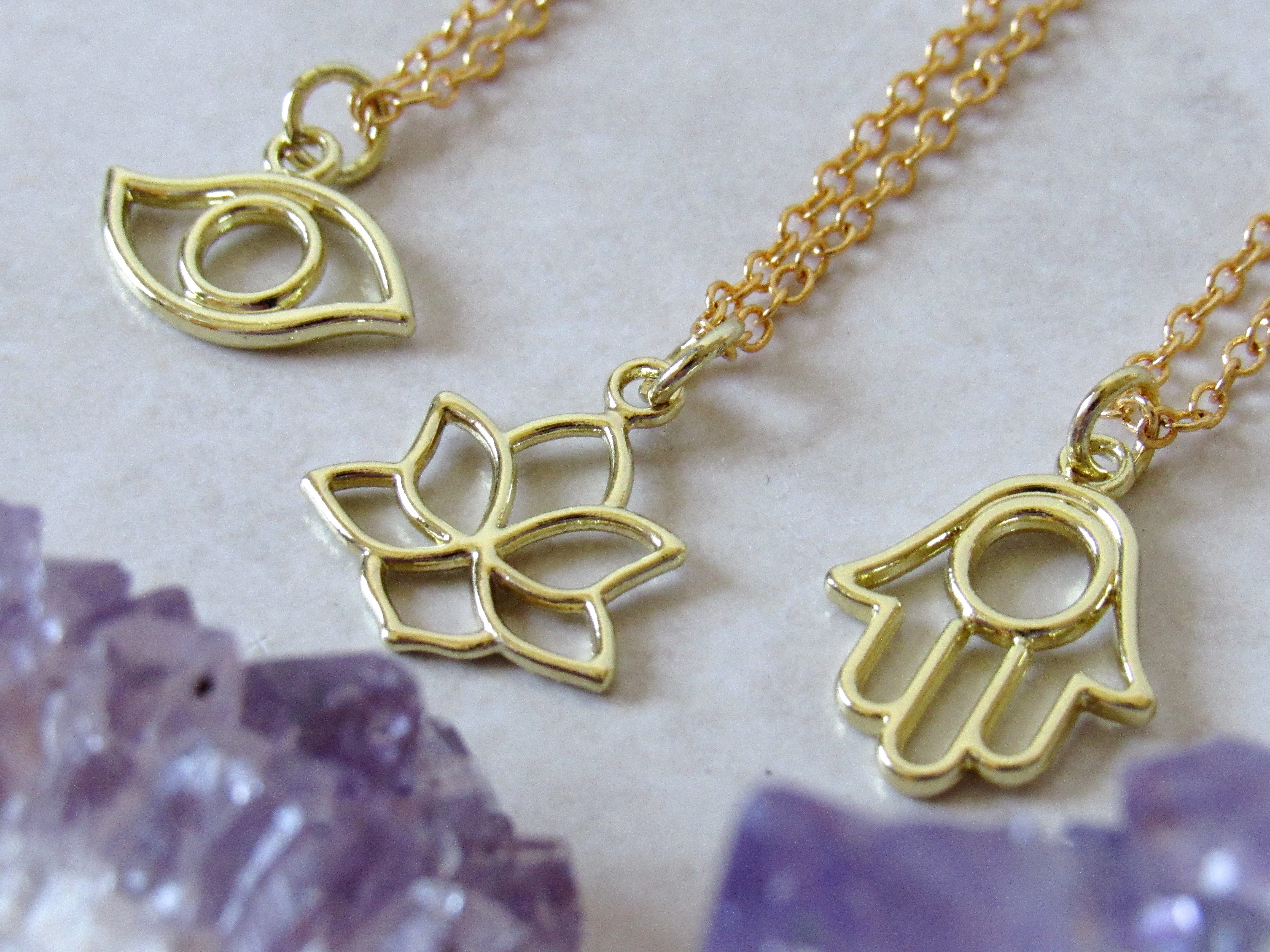 Lotus | Hamsa | Eye Charm Necklaces