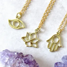 Lotus | Hamsa | Eye Charm Necklaces