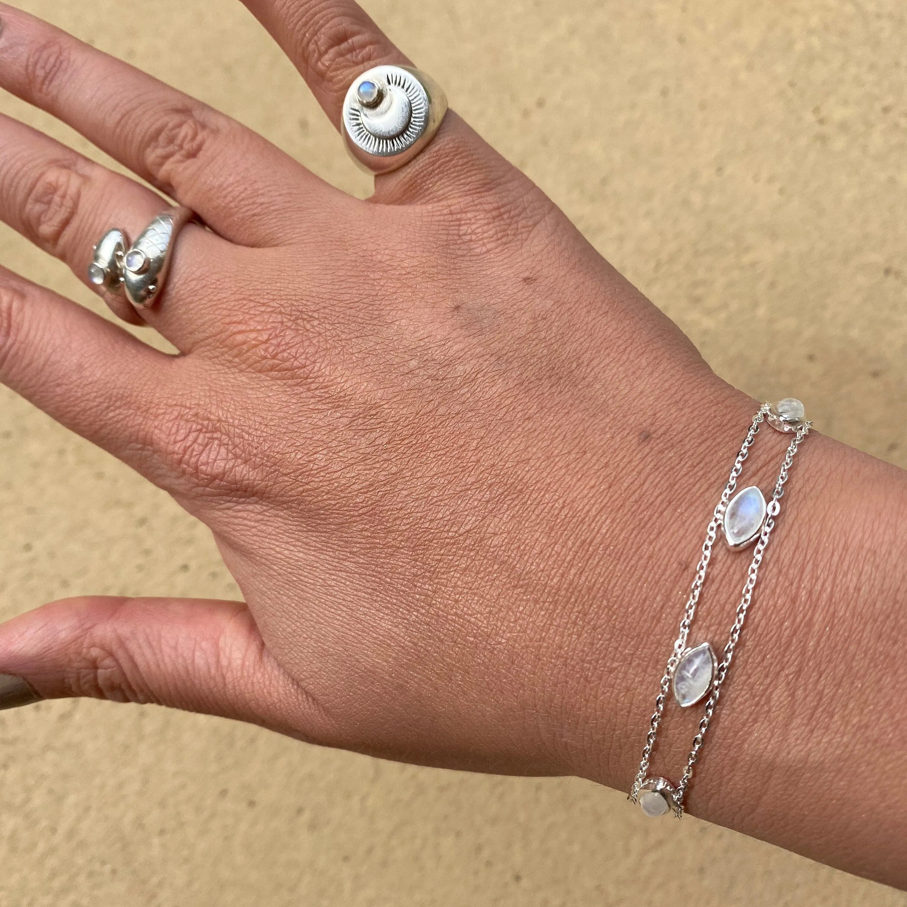 Maya Sterling Silver Rainbow Moonstone Bracelet