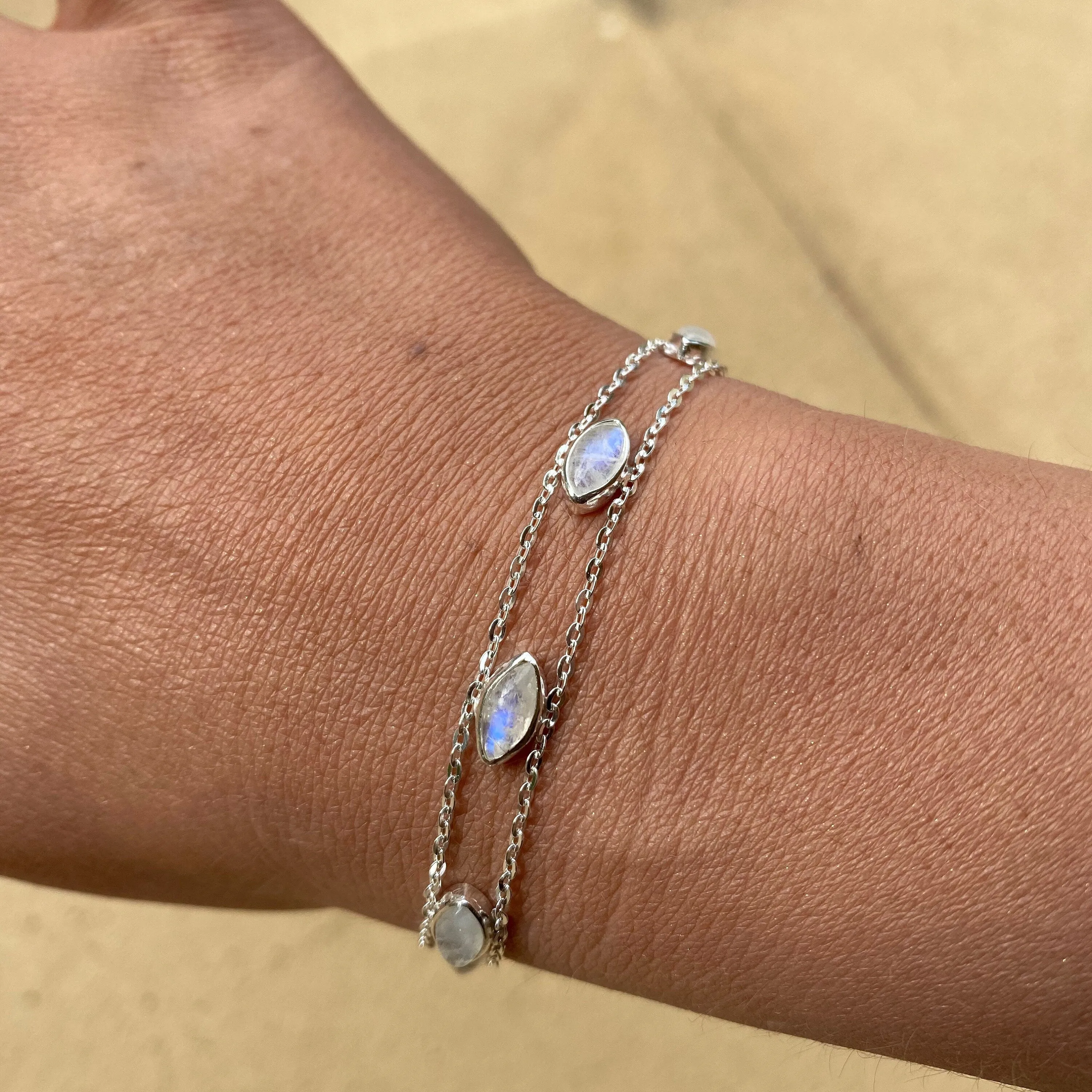 Maya Sterling Silver Rainbow Moonstone Bracelet