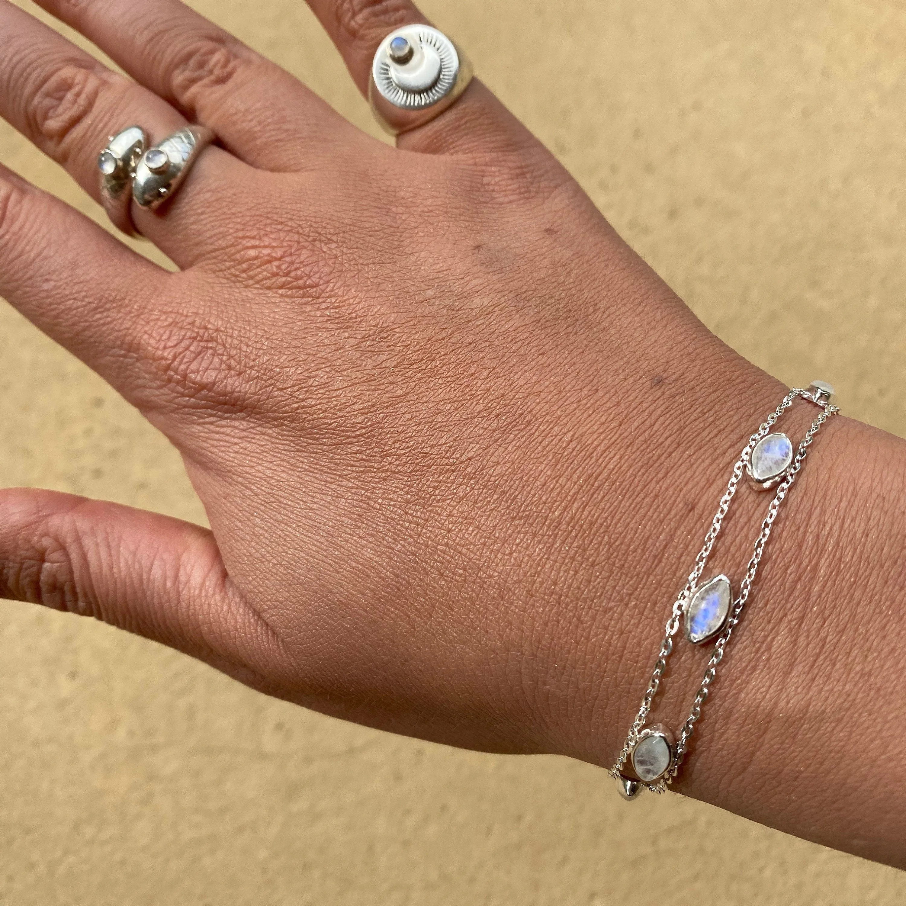 Maya Sterling Silver Rainbow Moonstone Bracelet