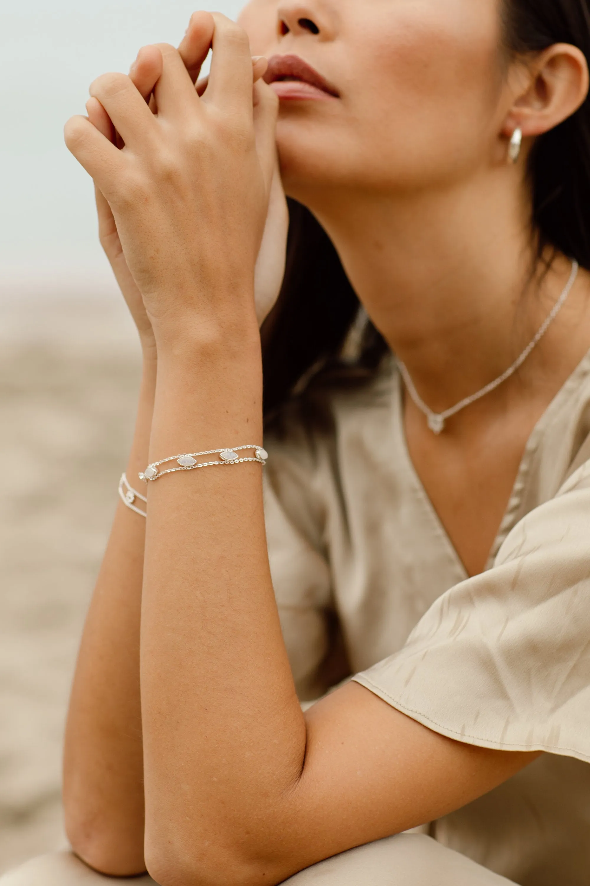 Maya Sterling Silver Rainbow Moonstone Bracelet