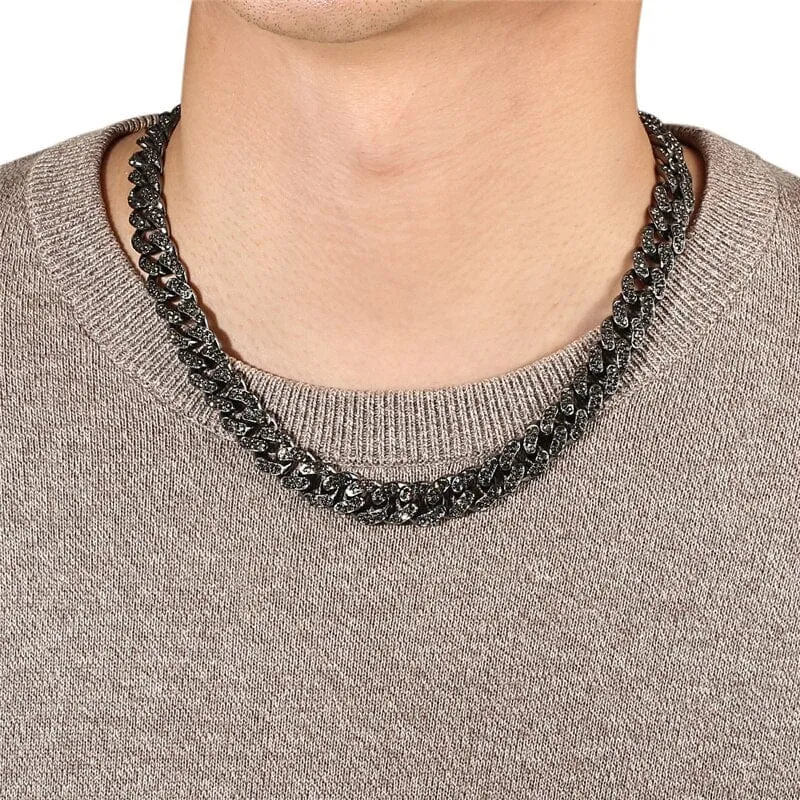 Men's Iced Out Gun Black Chain Necklace