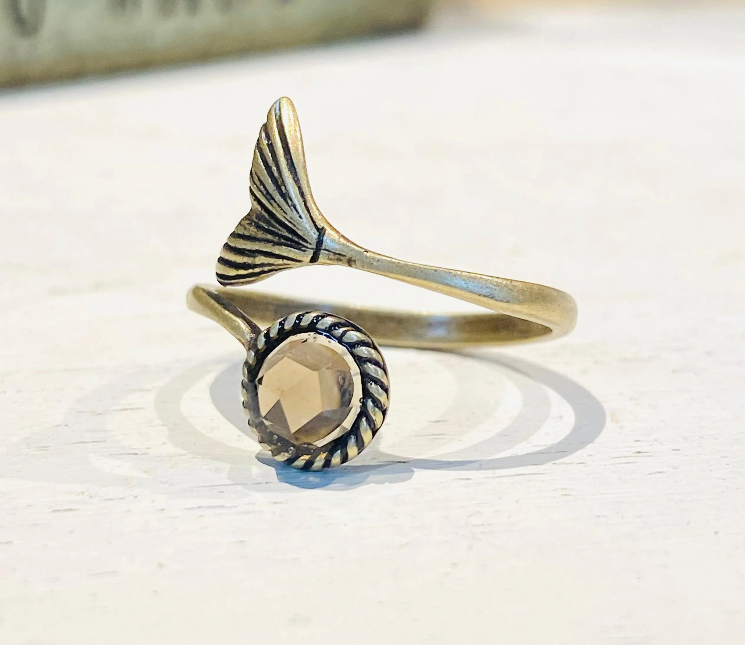 Mermaid Ring, Gemstone Ring, Sterling or Brass Ring, Mermaid Rings