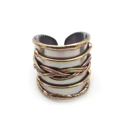 Mixed Metal Cuff Ring - Braids