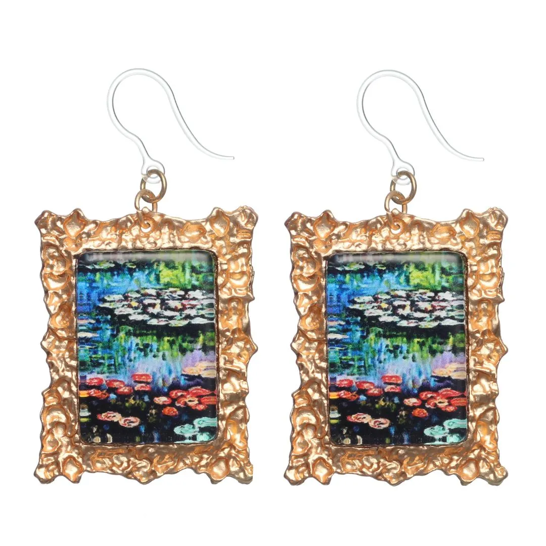 Monet Framed Art Dangles Hypoallergenic Earrings for Sensitive Ears Made with Plastic Posts