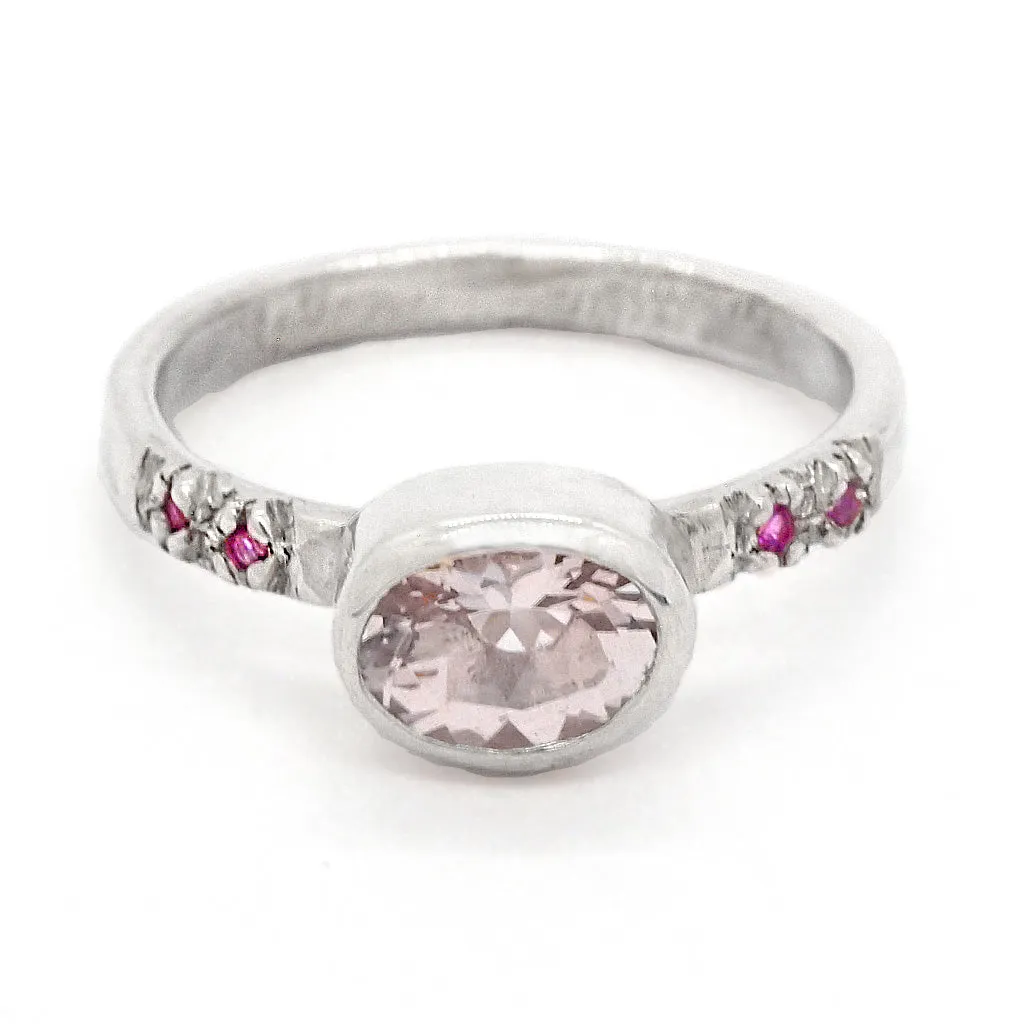 Morganite & Pink Sapphires Ring (size 6 1/2)