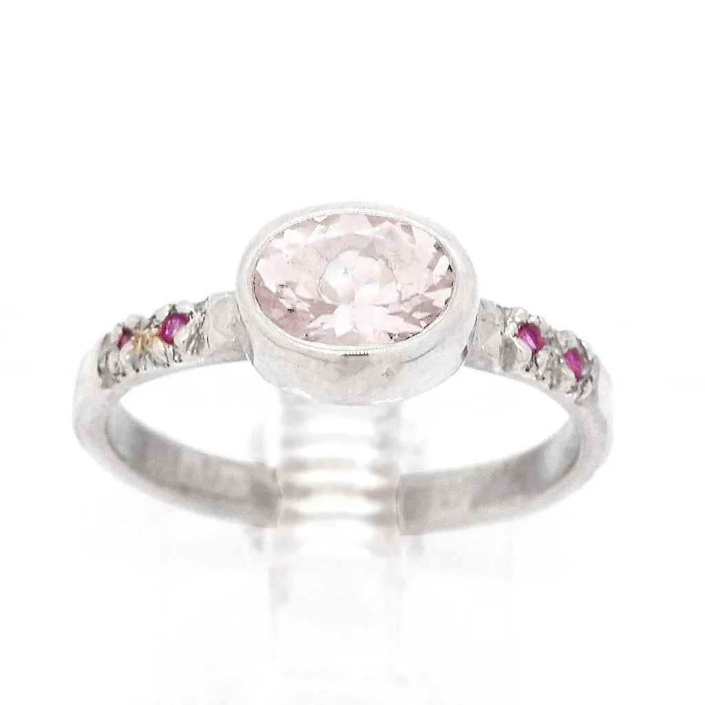 Morganite & Pink Sapphires Ring (size 6 1/2)