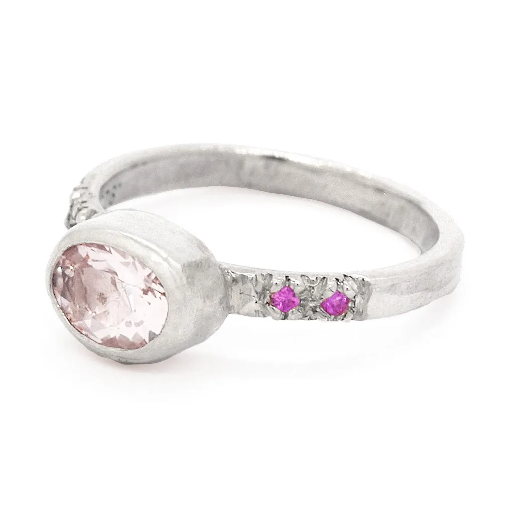 Morganite & Pink Sapphires Ring (size 6 1/2)