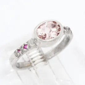 Morganite & Pink Sapphires Ring (size 9)