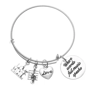 Music Bracelet - Where Words Fail Music Speaks Bangle