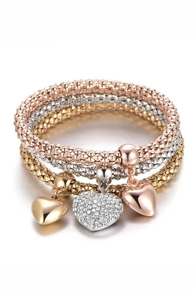 My Heart Bracelets Set in Gold Silver and Rose Gold