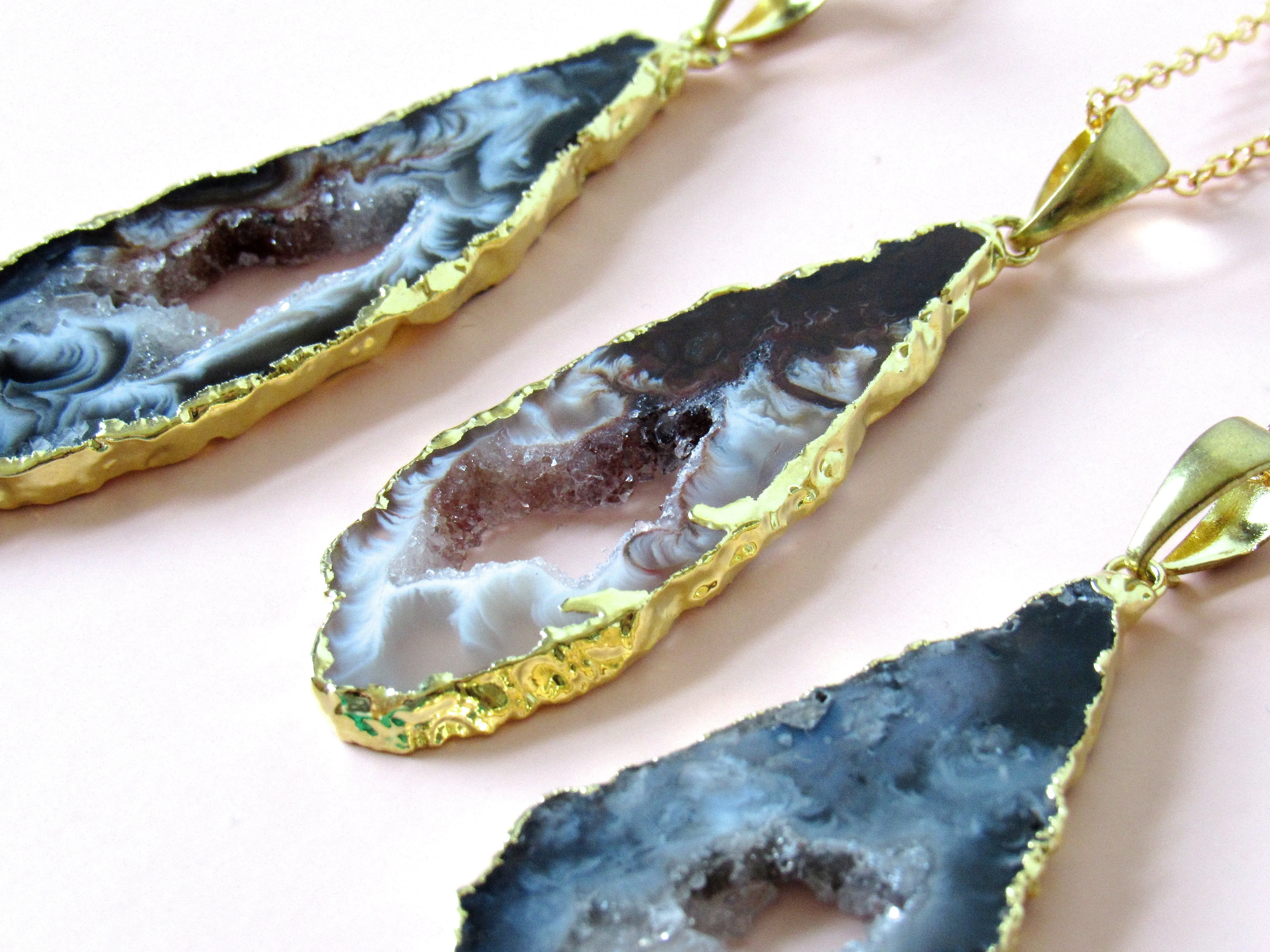 Mystic Geode Slice Necklaces