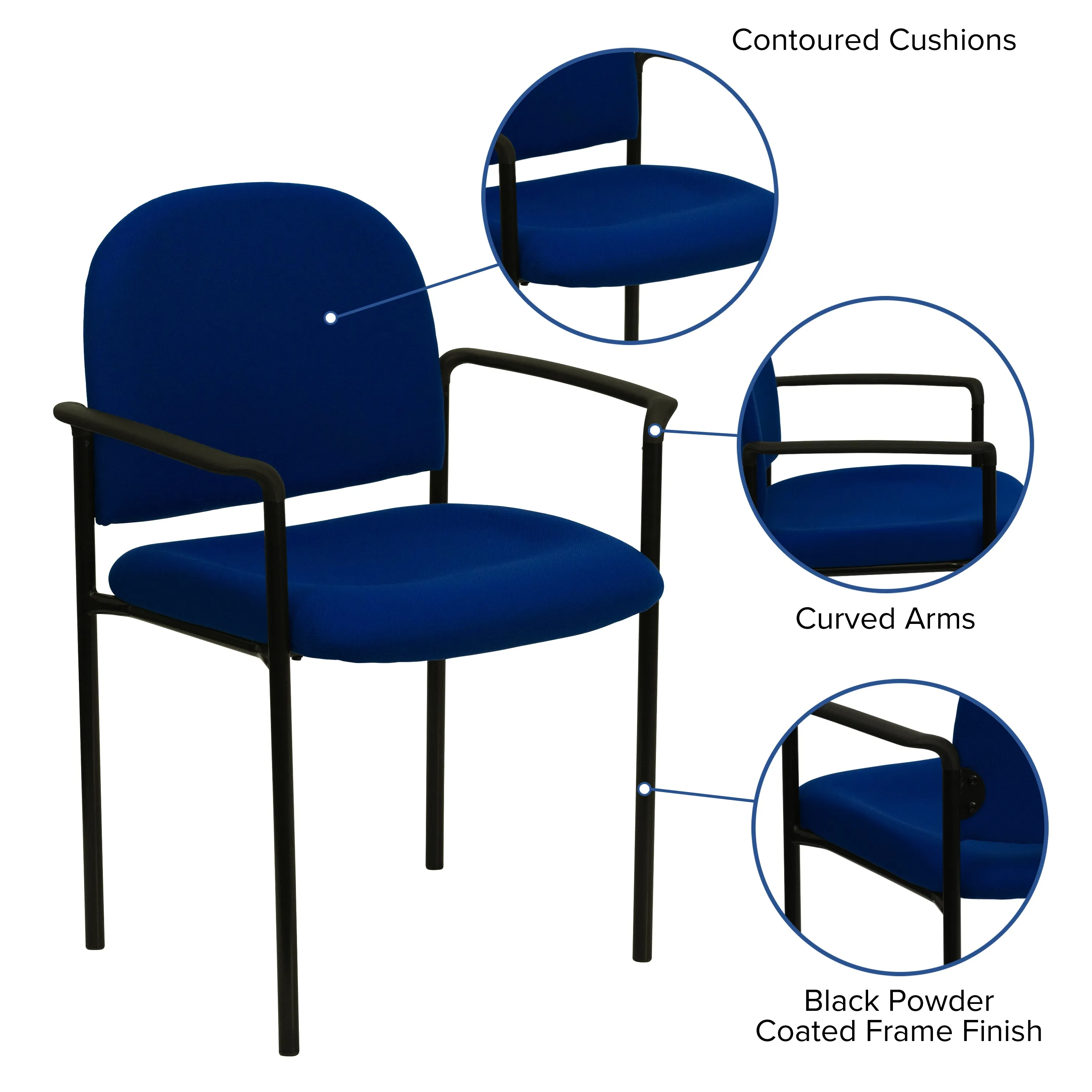 Navy Fabric Stack Chair BT-516-1-NVY-GG