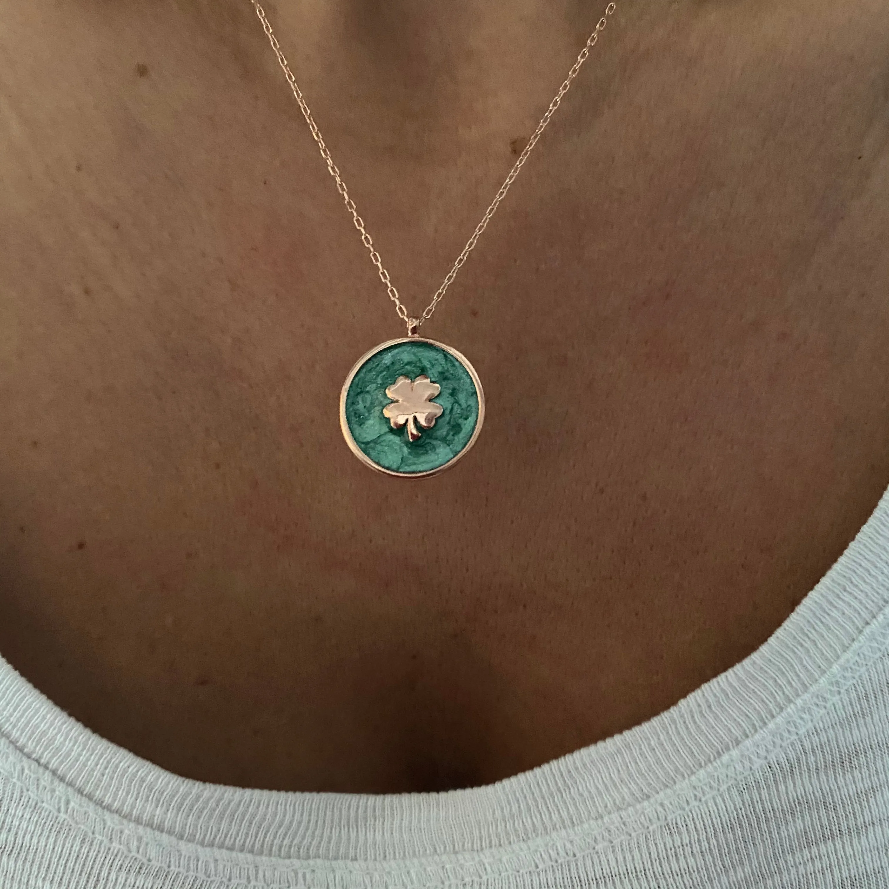 Necklaces with Clover on Enamel