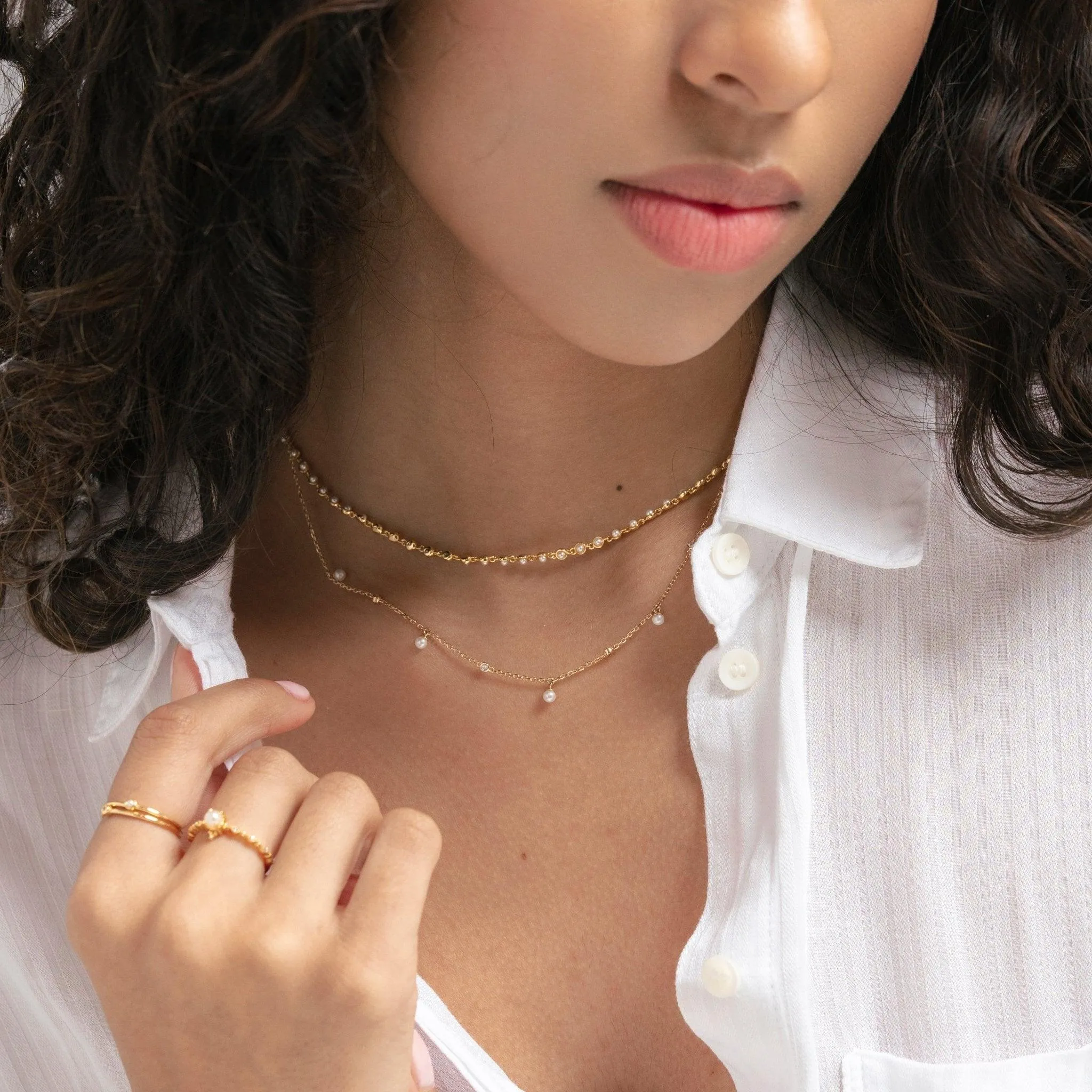 Nephelai Pearl Station Necklace