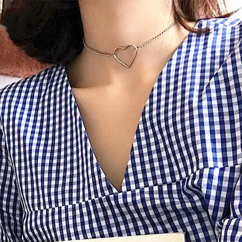 New Punk Chain Chokers LOVE Heart Clavicle Collar Jewelry Gift Bijoux Necklake