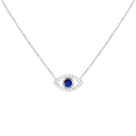 “Ojos” Sterling silver dark blue eye necklace