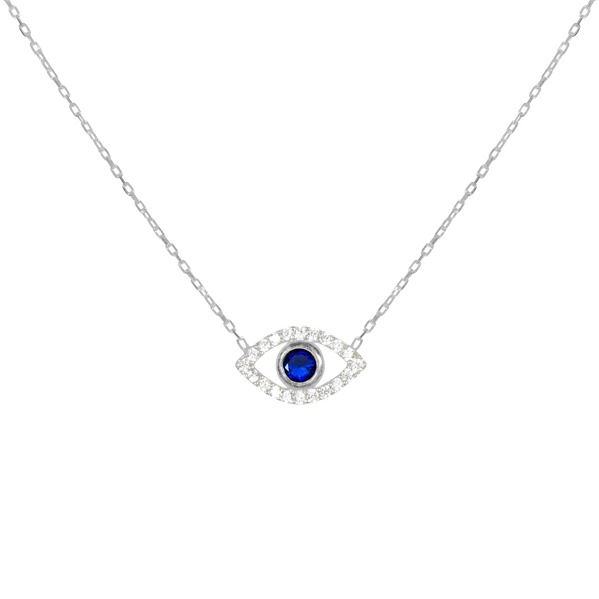 “Ojos” Sterling silver dark blue eye necklace