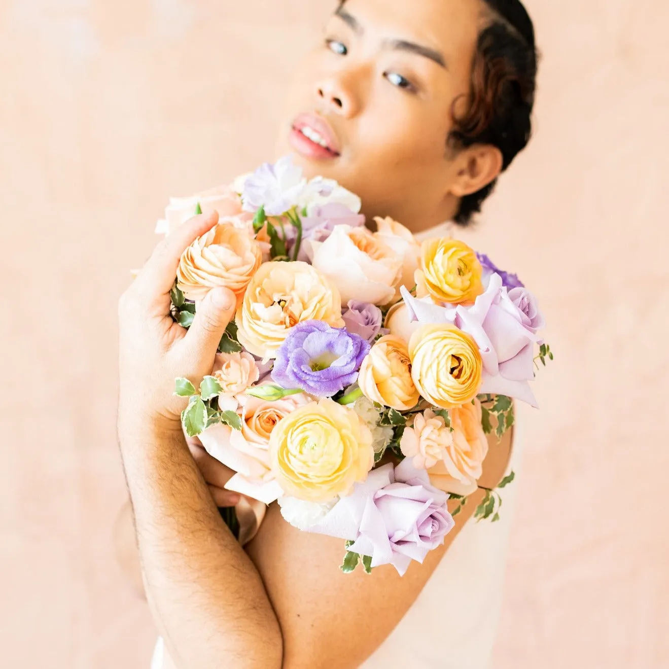 Peach and Lilac Bridal and 4-5 Bridesmaid Bouquets