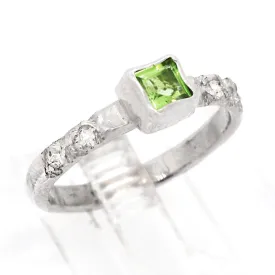 Peridot & White Zircon Ring (size 5)