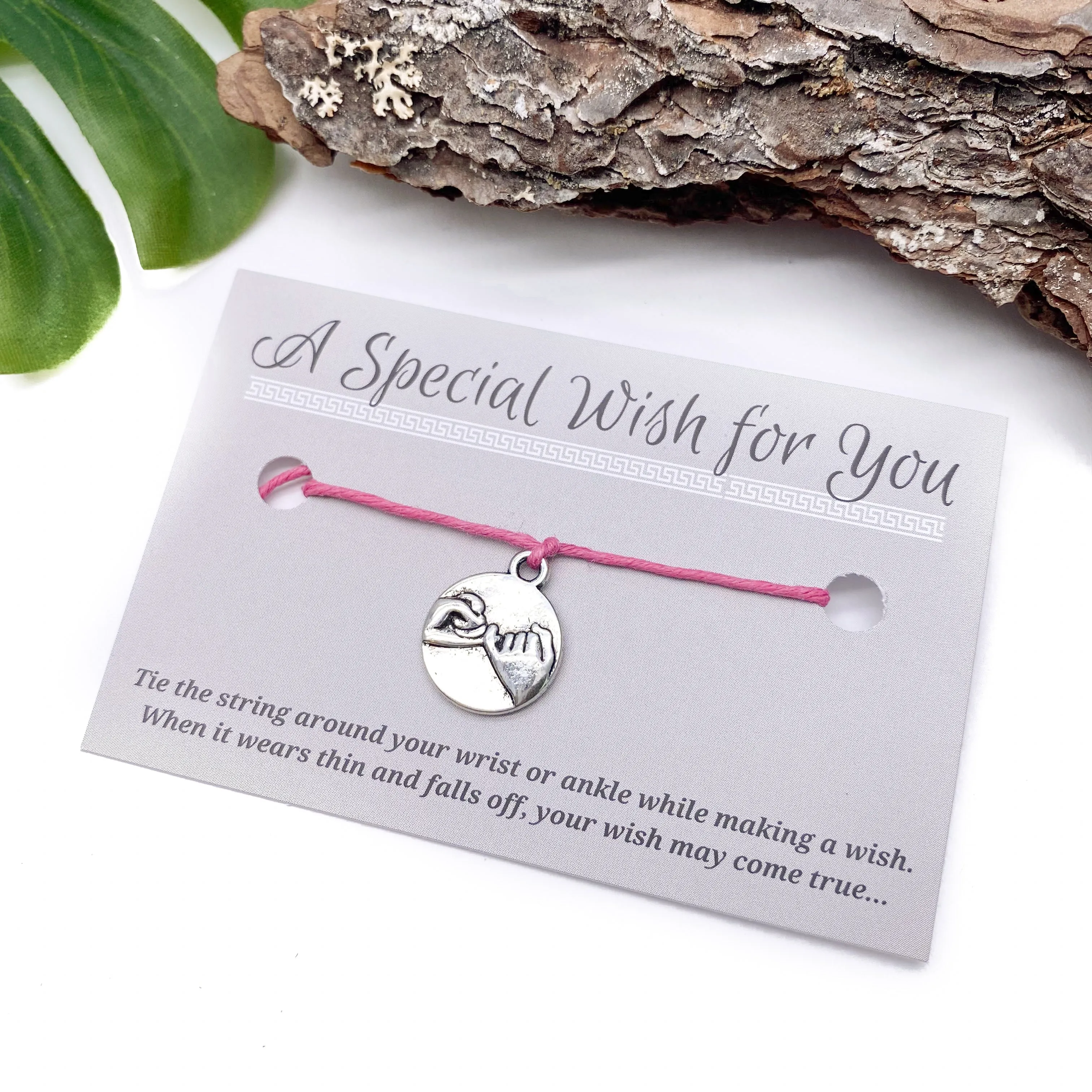 Pinky Promise Charm Hemp Wish Bracelet - Colour Choice