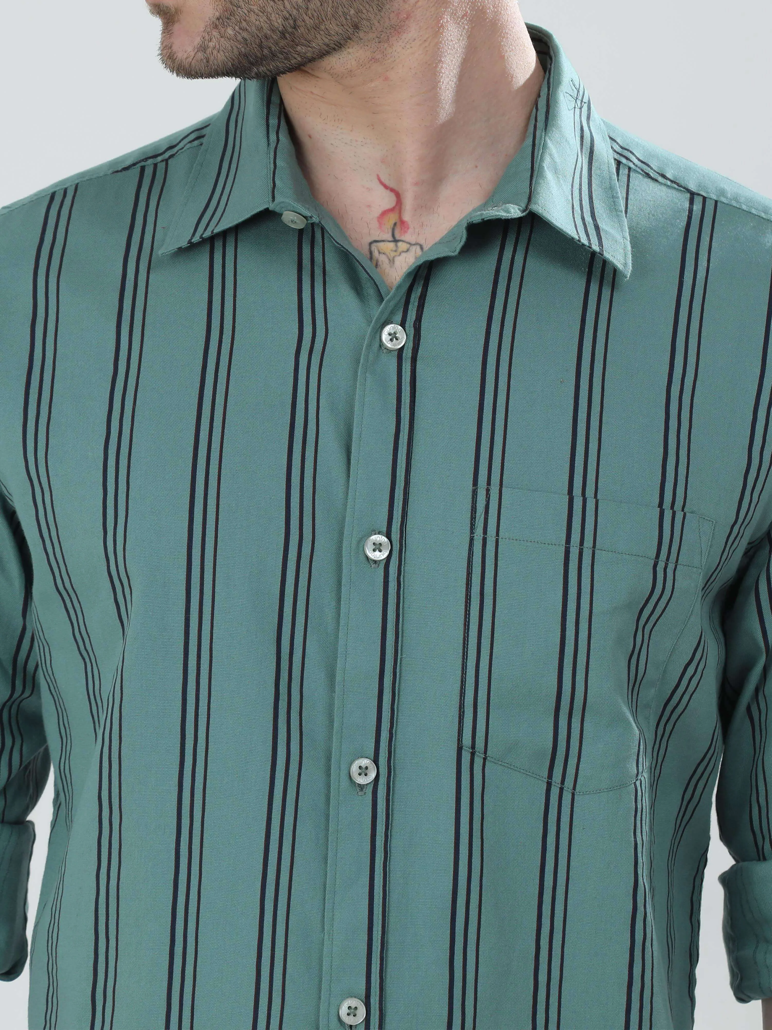 Pistachio Green Striped Shirt