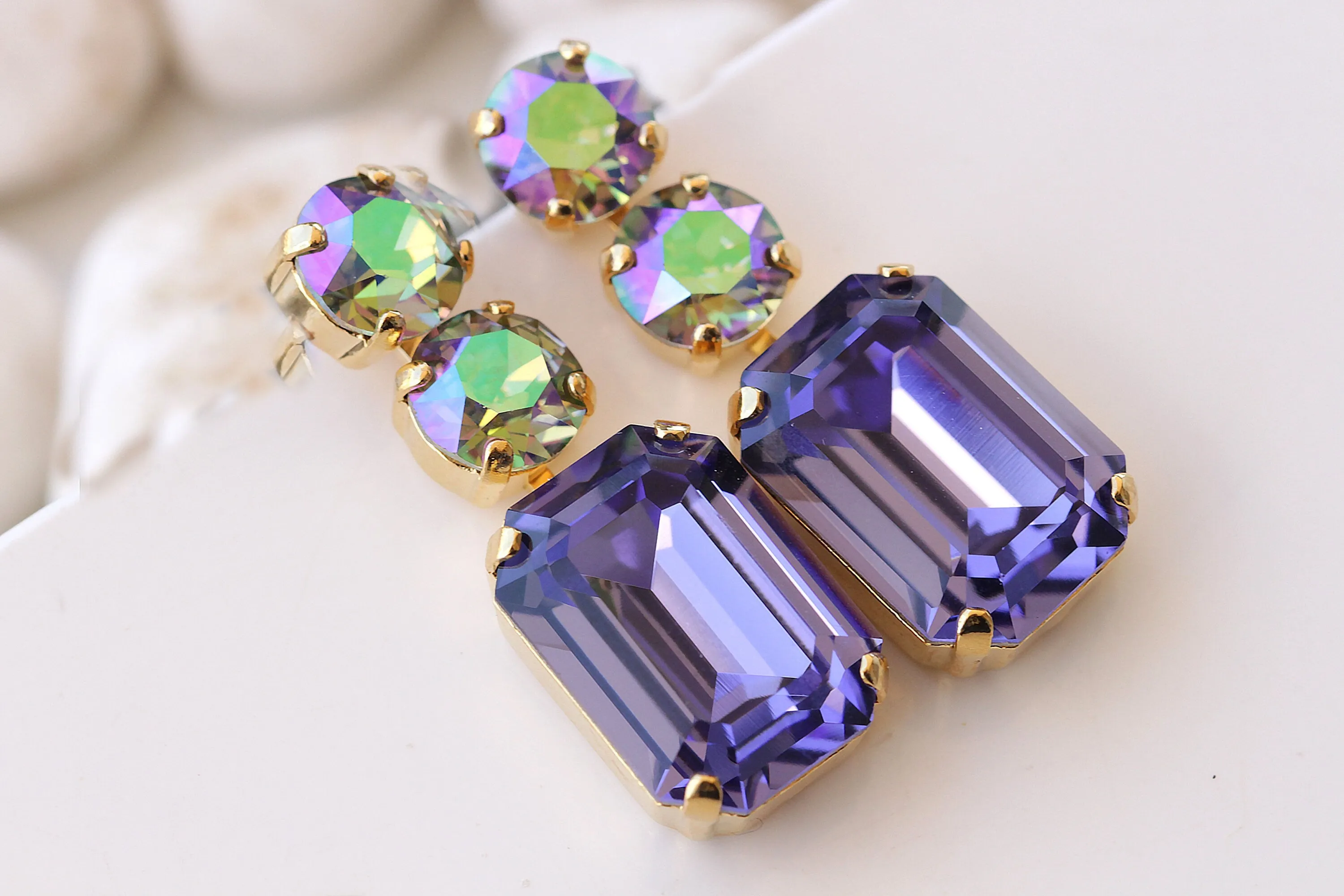 PURPLE GREEN EARRINGS