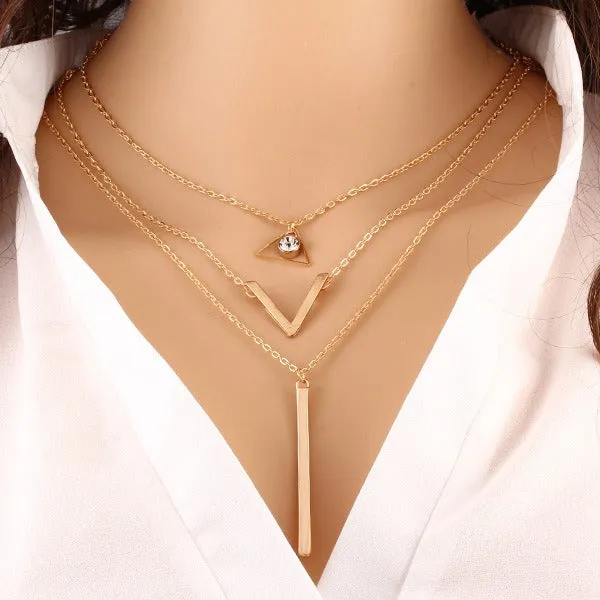 Pyramid Style Straight Necklace Set