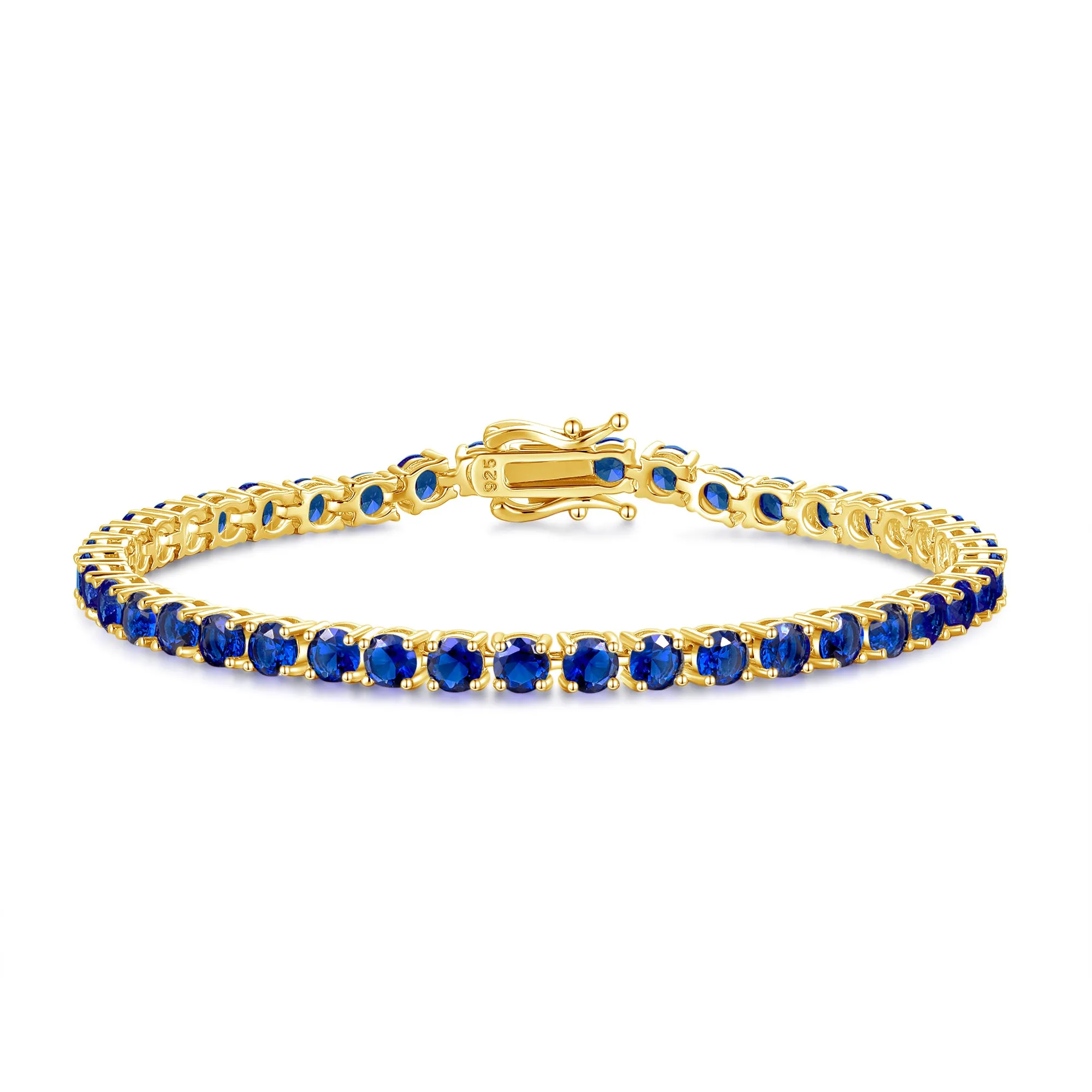 "Royal Wisdom" Blue Sapphire Tennis Sterling Silver Bracelet