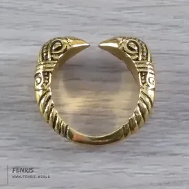 Raven Ring Gold Viking Norse