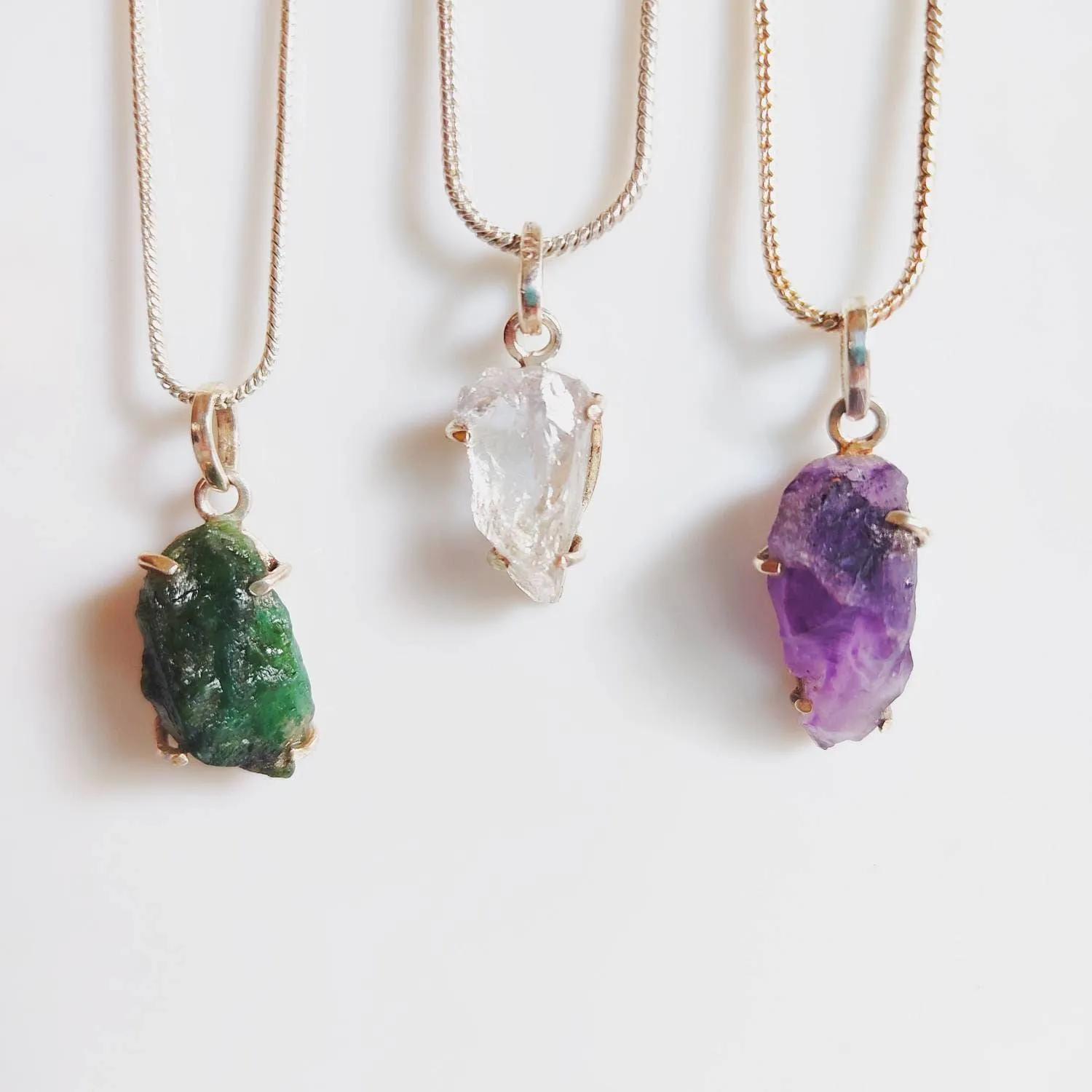 Raw Crystal Pendant Necklaces