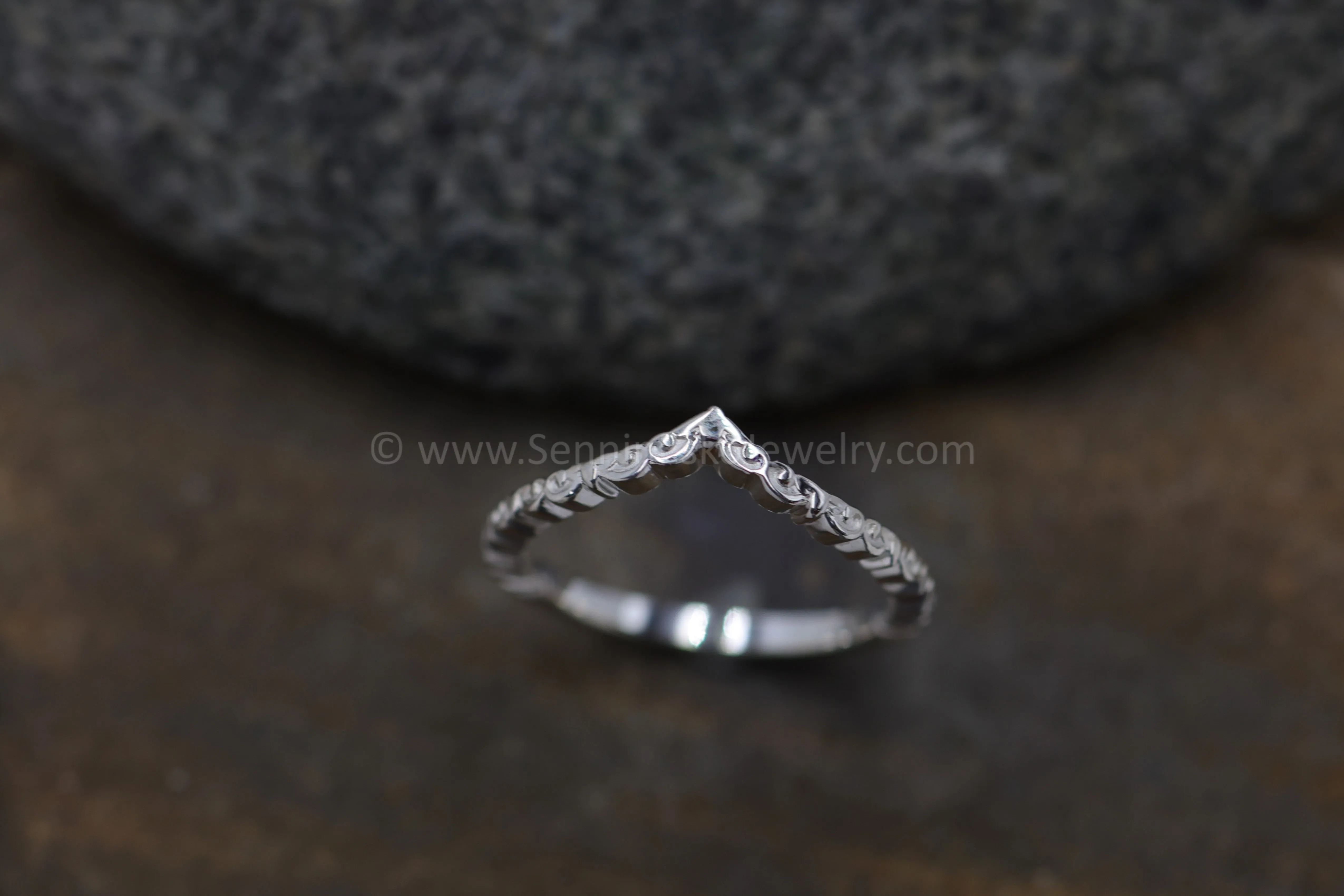 READY TO SHIP Cloud Inspired Chevron/Contour Ring, Size 7.25