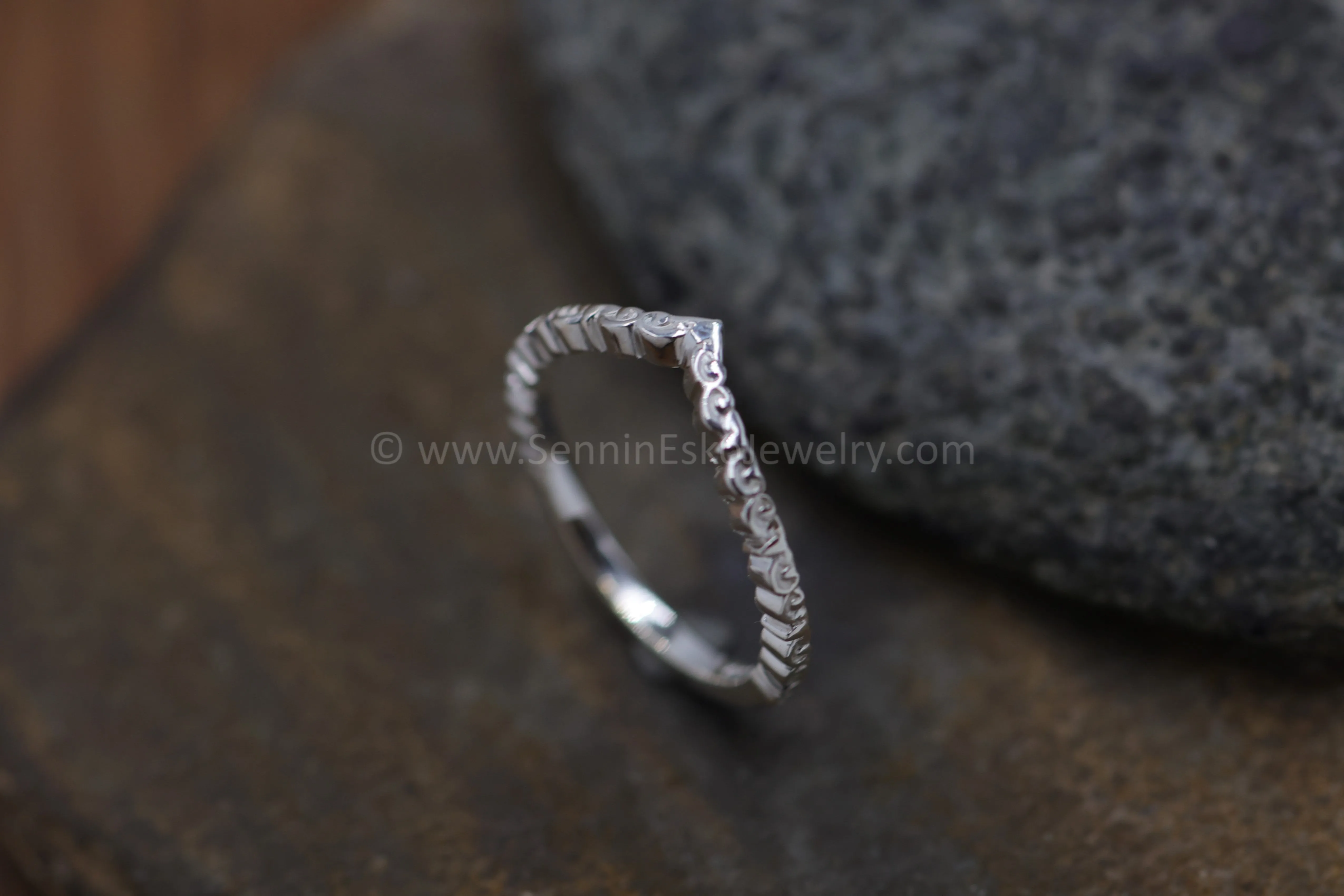 READY TO SHIP Cloud Inspired Chevron/Contour Ring, Size 7.25