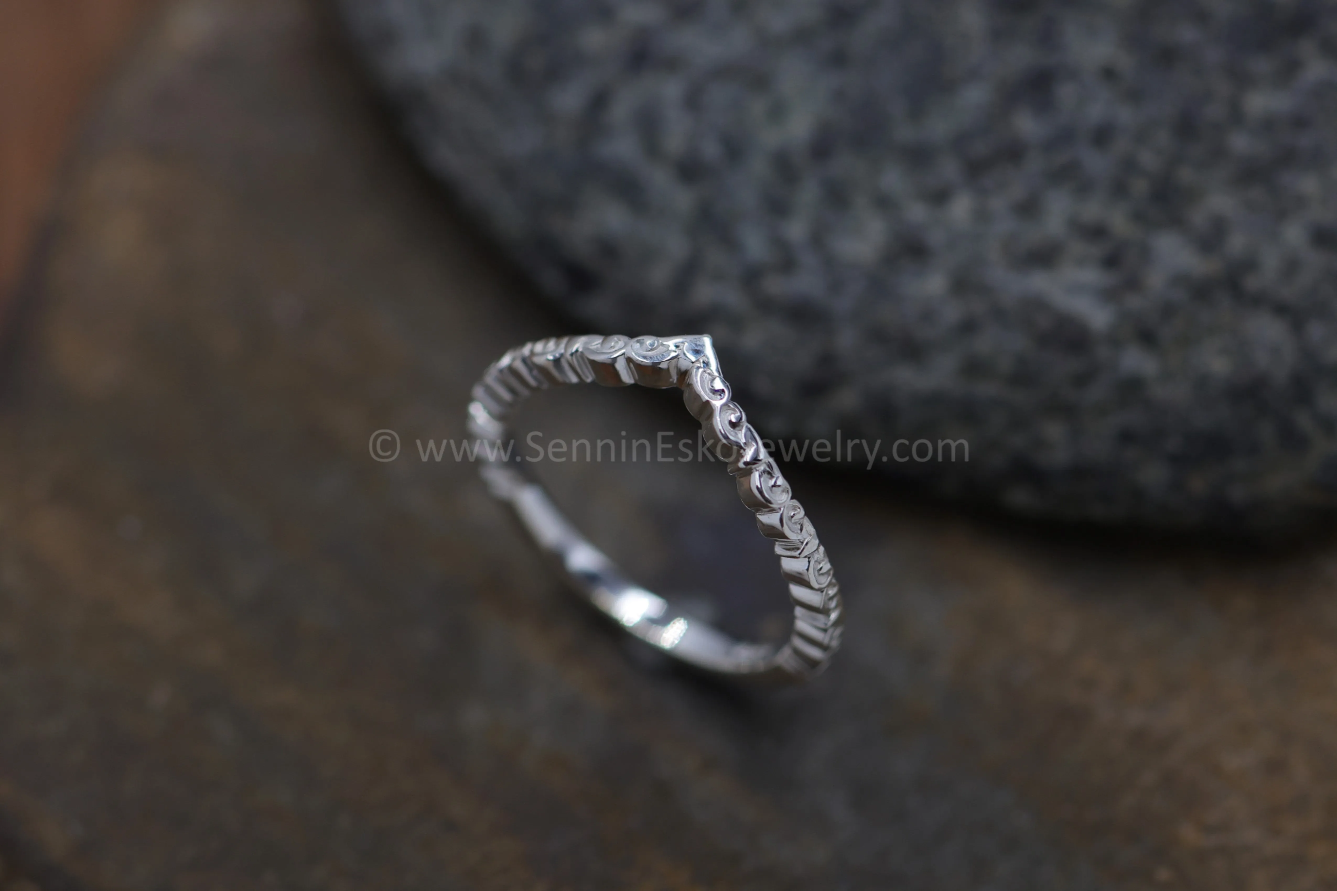 READY TO SHIP Cloud Inspired Chevron/Contour Ring, Size 7.25