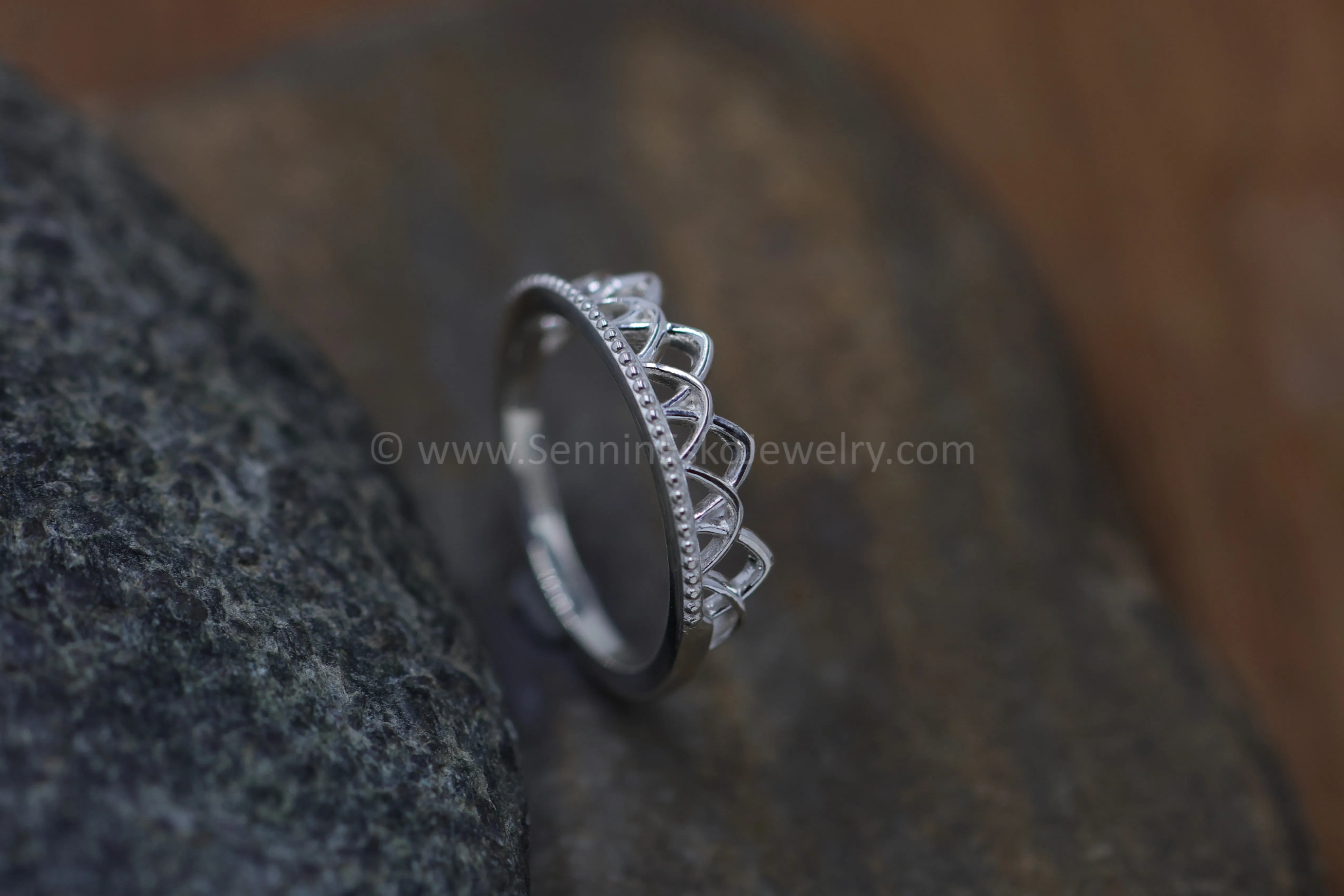 READY TO SHIP Silver Crown Stackable Ring, Size 6.75